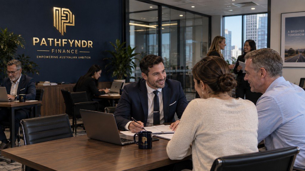 Pathfyndr Finance team meeting with clients in our office