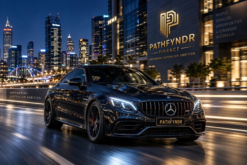 Pathfyndr-branded vehicle on an Australian city street at night