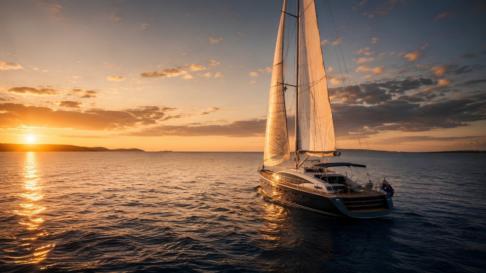 Sailboat on the water at sunset
