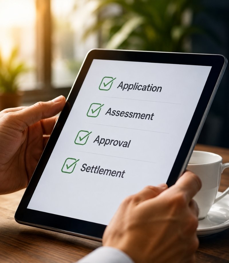 Loan process checklist on a tablet