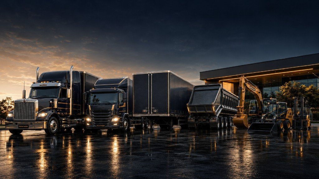 Pathfyndr-branded trucks, trailers and commercial equipment